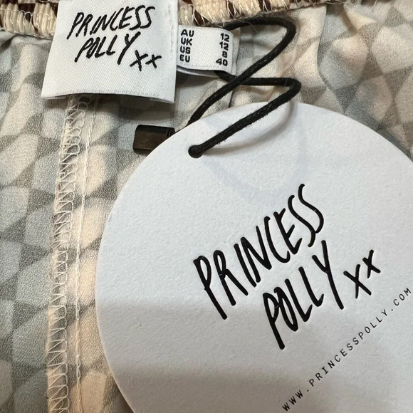 Princess Polly Brown & Cream Checkered Pull on Pants. Size 8. NWT. - Picture 2 of 11